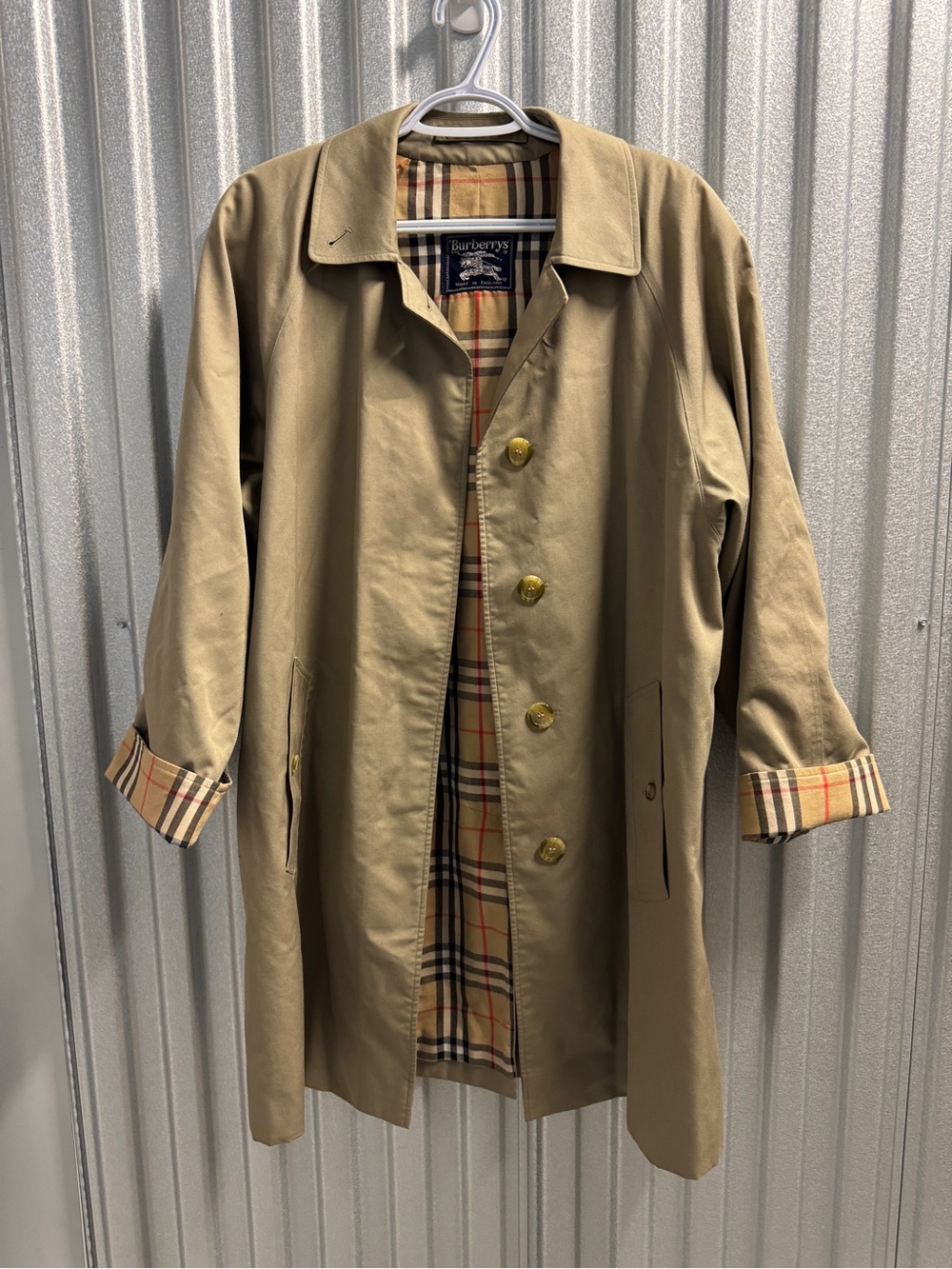 Vintage Burberry Trench Coat Size 12 Women's Tan Nova Check Made In England